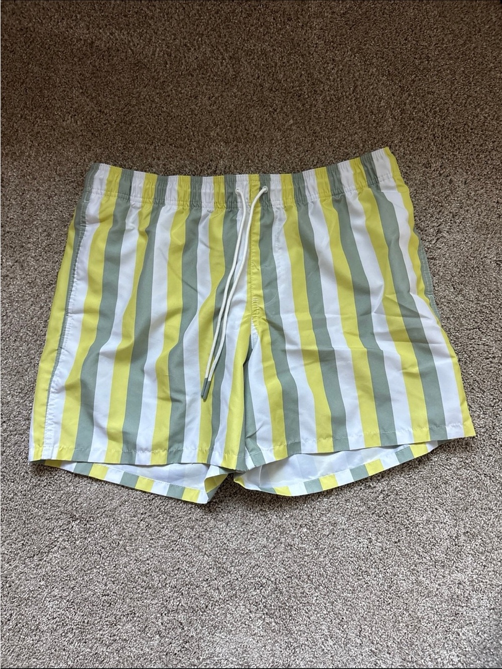 Goodfellow & Co Yellow, White & Light Green Striped Swim Trunks